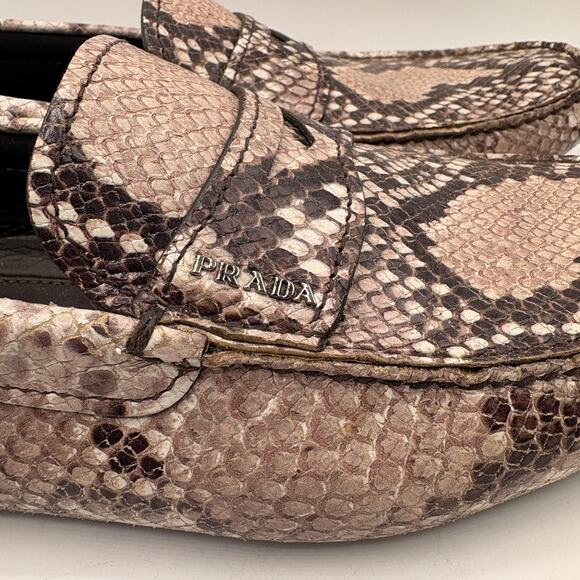 PRADA Driving Moccasin Penny Loafers Snakeskin Python Leather Sz 9/US 10 $995 - Picture 5 of 13